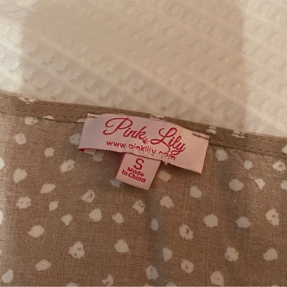 Pink Lily Beige Polka Dot High Low Dress - Picture 4 of 7